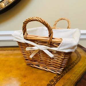Boho Wicker Basket with handles and  removable washable lining Pottery Barn